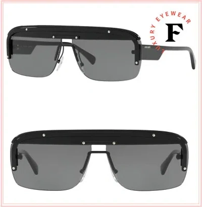 Pre-owned Prada Game Mask Pr15us Black Unisex Contemporary Sunglasses Runway 15u Limited In Gray