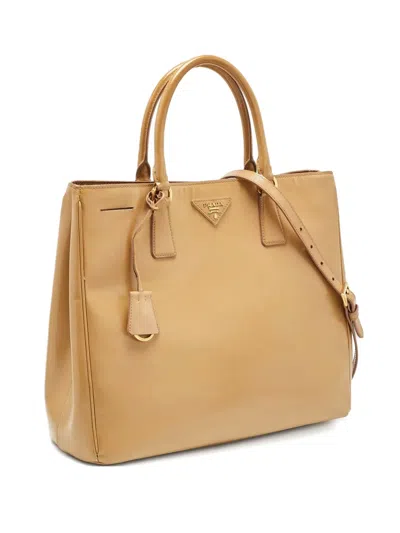 Pre-owned Prada Gardener Patent Leather Tote Bag In Brown