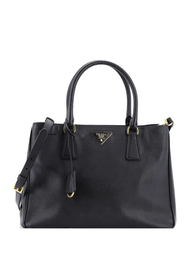 Pre-owned Prada Gardener's Saffiano Leather Medium Tote Bag In Black
