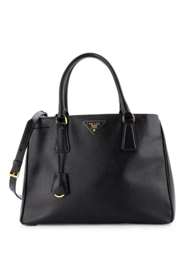 Pre-owned Prada Gardener's Saffiano Leather Medium Tote Bag In Black
