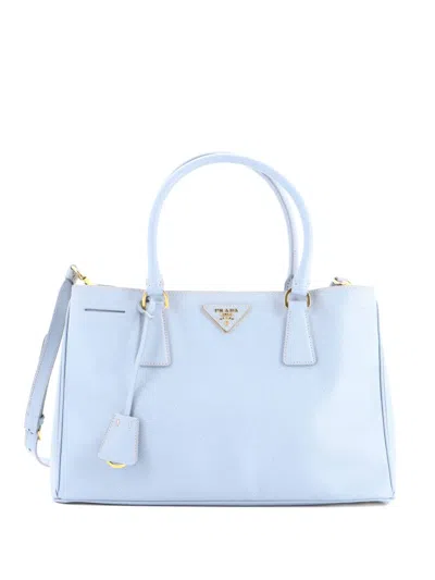 Pre-owned Prada Gardener's Saffiano Leather Medium Tote Bag In Blue