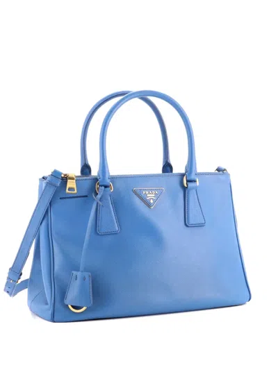 Pre-owned Prada Gardener's Saffiano Leather Medium Tote Bag In Blue