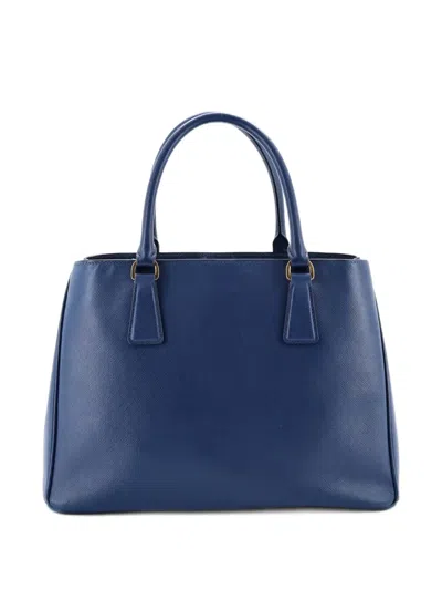 Pre-owned Prada Gardener's Saffiano Leather Medium Tote Bag In Blue