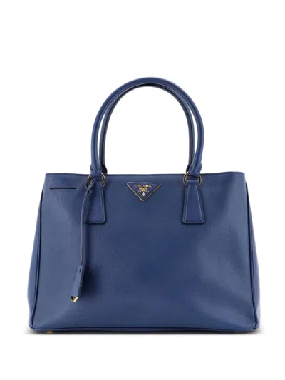 Pre-owned Prada Gardener's Saffiano Leather Medium Tote Bag In Blue