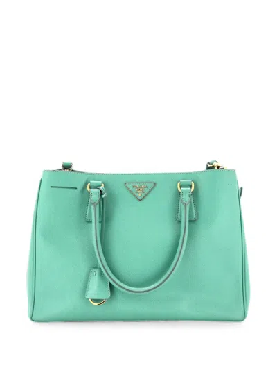 Pre-owned Prada Gardener's Saffiano Leather Medium Tote Bag In Blue