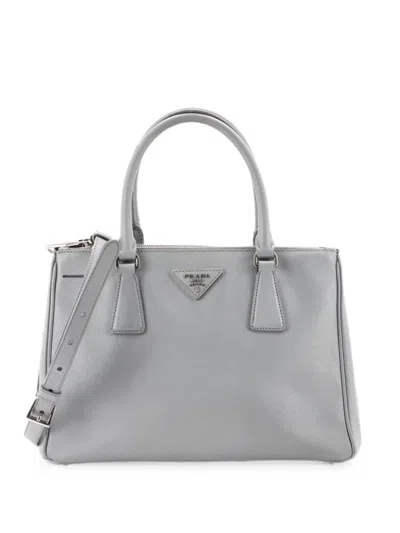 Pre-owned Prada Gardener's Saffiano Leather Medium Tote Bag In Grey