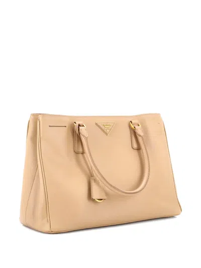 Pre-owned Prada Gardener's Saffiano Leather Medium Tote Bag In Neutral
