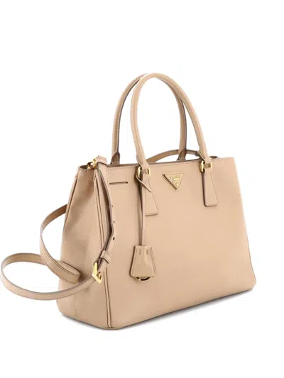 Pre-owned Prada Gardener's Saffiano Leather Medium Tote Bag In Neutral