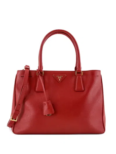 Pre-owned Prada Gardener's Saffiano Leather Medium Tote Bag In Red
