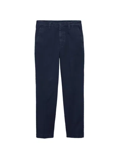 Prada Garment-dyed Cotton Pants In Blue