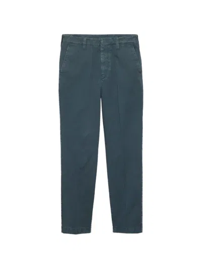 Prada Garment-dyed Cotton Pants In Blue