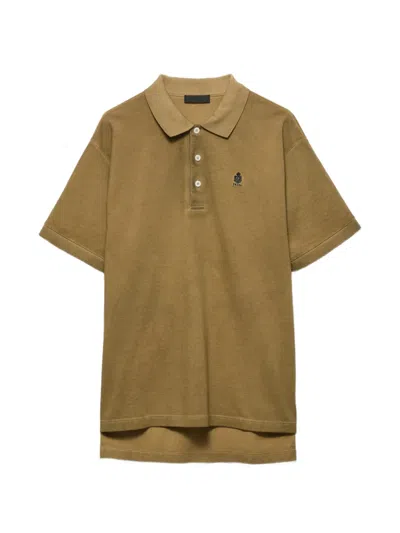 Prada Garment-dyed Cotton Polo Shirt In Brown