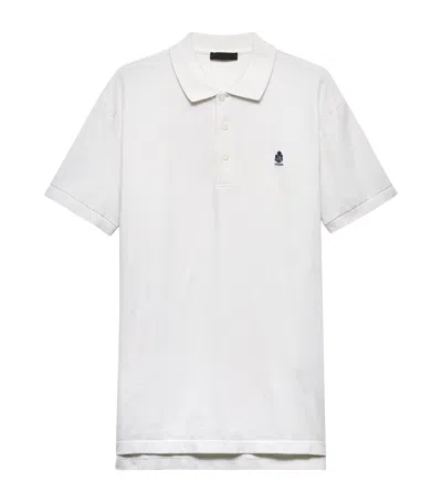 Prada Garment-dyed Cotton Slim Polo Shirt In White