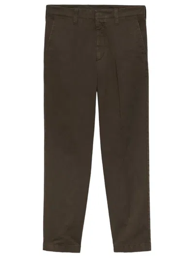 Prada Garment-dyed Cotton Trousers In Brown