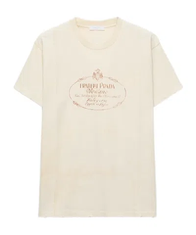 Prada Garment-dyed Jersey T-shirt In Neutral