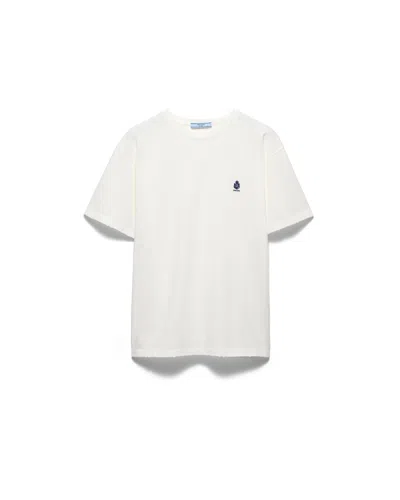 Prada Garment Dyed T-shirt Aus Jersey In White