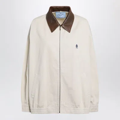 Prada Garmentdyed Old Gabardine Blouson With Embroidery In Multi