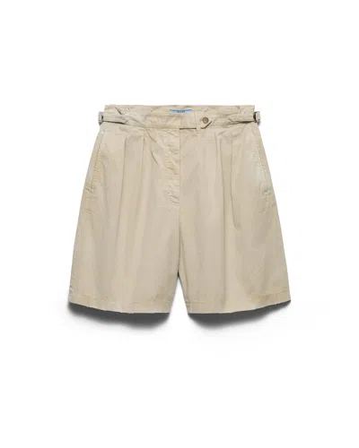 Prada Garment-dyed Shorts Aus Alter Gabardine In Brown
