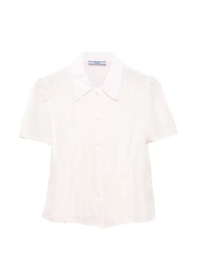 Prada Garment-dyed Washed Silk Shirt In White