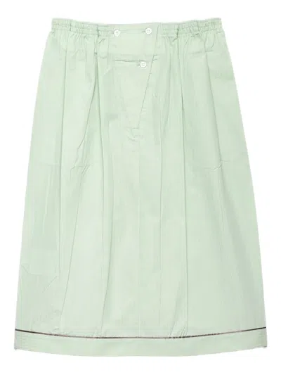 PRADA GATHERED BUTTON MIDI SKIRT