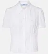 Prada Pleated Cotton Short-sleeve Polo Top In Yellow