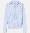 Prada Long Sleeve Collared Button Front Top In Blue