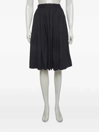Pre-owned Prada Gathered Midi Skirt In Black