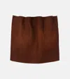 Prada Gathered Suede Miniskirt In Brown