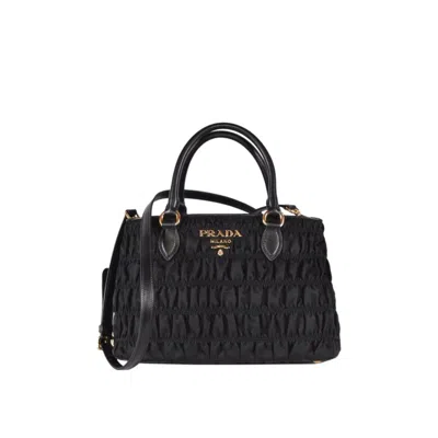 Prada Gaufre Nylon Handbag With Textured Design
