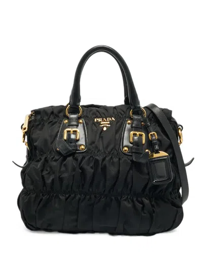 Pre-owned Prada Gaufre Tote Bag In Black