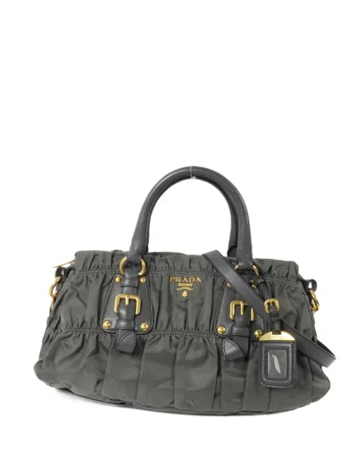 Pre-owned Prada Gaufre Tote Bag In Grey