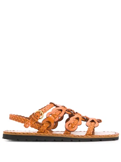 Prada Geflochtene Sandalen In Brown