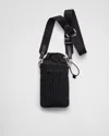 Prada Logo-embroidered Smartphone Case In Black
