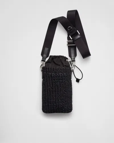 Prada Logo-embroidered Smartphone Case In Black