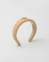 Prada Neutral Triangle-logo Wicker Headband In Natural