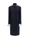 Prada Belted Jacket Embellished Collar Front Pockets In Blue