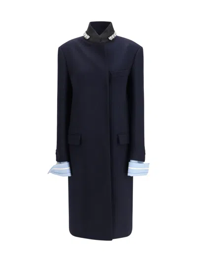 PRADA PRADA GEM-EMBELLISHED WOOL COAT