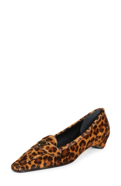 Prada Genuine Calf Hair Loafer In Animal Print