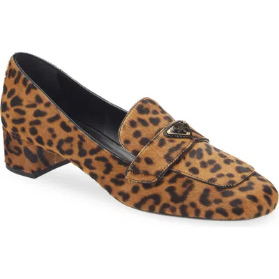 Prada Genuine Calf Hair Loafer Pump In Miele Print Calf Hair