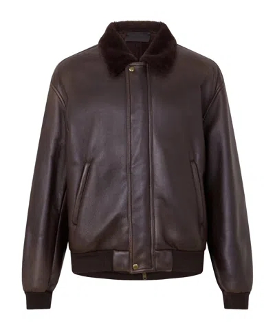 Prada Genuineleather Bomber Jacket In Brown
