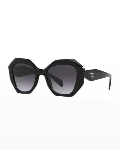 Prada Geo Acetate Butterfly Sunglasses In Black