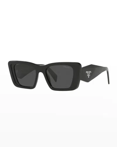 Prada Geometric Acetate Butterfly Sunglasses In Black