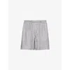 Prada Geometric-print Silk Bermuda Shorts In Light Blue