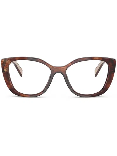 Prada Geometric-frame Glasses In Brown
