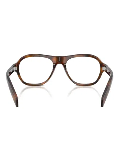 Prada Geometric-frame Glasses In Brown