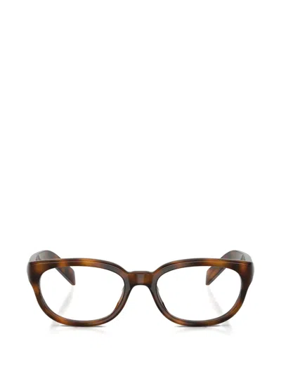 Prada Geometric Frame Glasses In Green