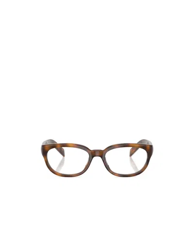 Prada Geometric Frame Glasses In Orange
