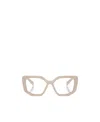 Prada Geometric-frame Logo Glasses In Nude