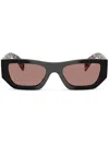 Prada Light Brown Rectangular Ladies Sunglasses Pr A01s 13p60b 53 In Black