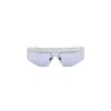 Prada Silver Metallic Geometric Lens Runway Sunglasses In Blue